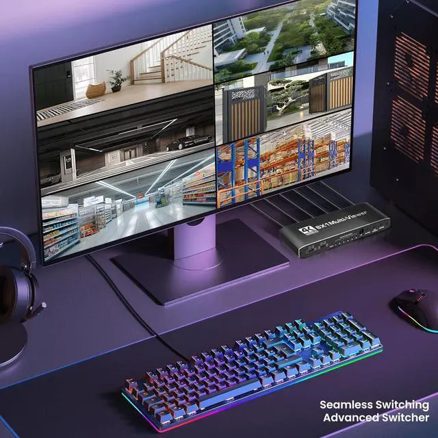 Alt view image 4 of 7 - Jansicotek HDMI 6x1 Multi-Viewer Seamless Switch 1080p 4K@30Hz 8 Viewing Modes Multi HDMI Viewer 6 in 1 Out HDMI Switch 6 Port with Remote Control