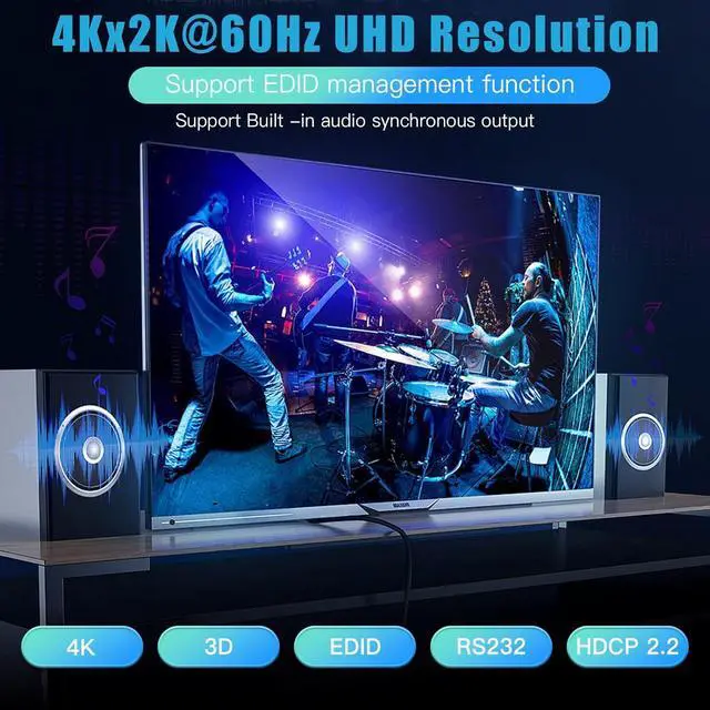 Alt view image 2 of 7 - Jansicotek HDMI-compatible Matrix Switch 8x8, 4K Matrix Switcher Splitter 8 In 8 Out Box with IR Remote Control Support HDMI2.0 RGB888/YUV444 RS232 Panel Key HDCP2.2 HDR10 3D etc