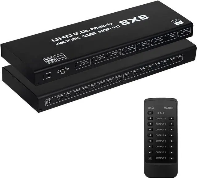Main image of Jansicotek HDMI Matrix Switch 8x8, 4K HDMI Matrix Switcher Splitter 8 in 8 Out Box with IR Remote Control Support HDMI2.0 RGB888/YUV444 RS232 Panel Key HDCP2.2 HDR10 3D etc