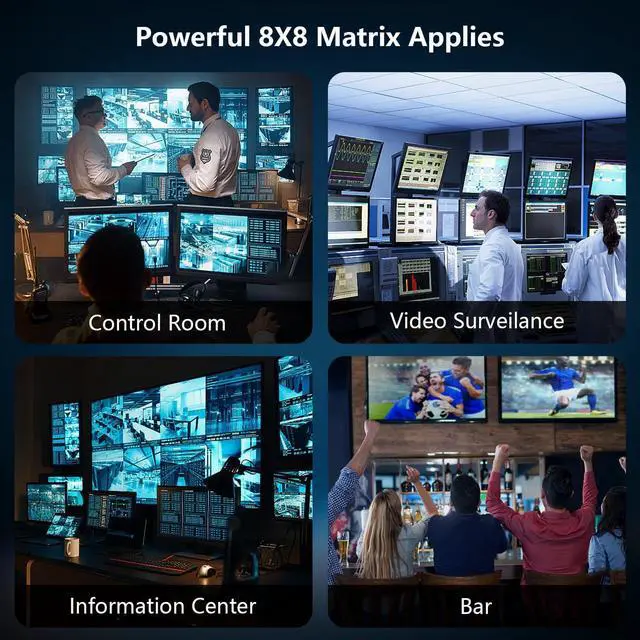 Alt view image 7 of 7 - Jansicotek 4K@60Hz HDMI Matrix Switch 8x8, 8 in 8 Out HDMI Switcher Splitter Audio Video Distributor Selector Box with IR Remote, Support HDMI2.0 RGB888/YUV444 RS232 Panel Key HDCP2.2 HDR10 3D etc