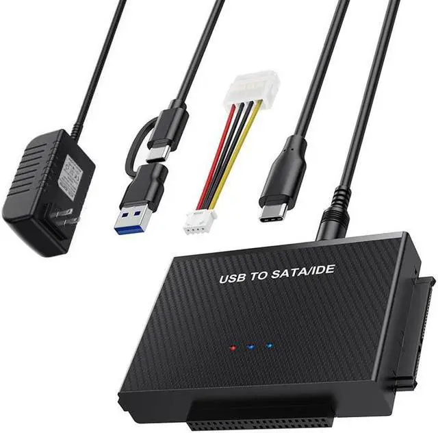 Main image of Jansicotek USB C to SATA IDE Adapter - External Hard Drive Adapter Converter Kit for Universal 2.5/3.5 inch HDD/SSD Hard Drive Disk, DVD-ROM/CD-ROM/CD-RW, 12V/2A Power Adapter Include