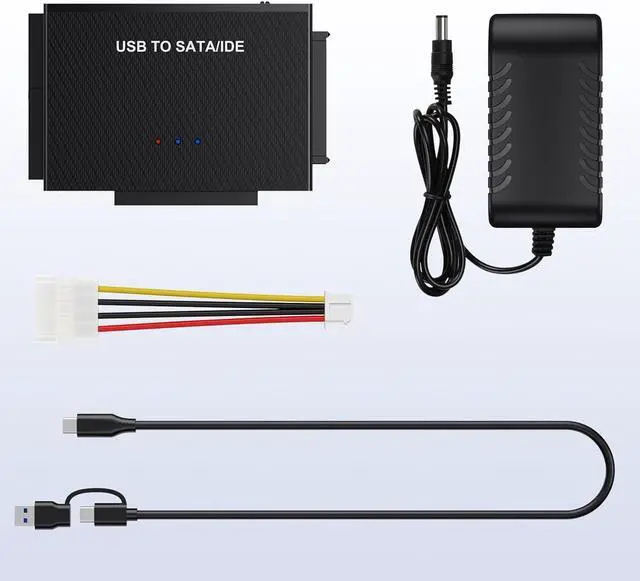 Alt view image 7 of 7 - Jansicotek Hard Drive Reader IDE SATA to USB C Adapter, USB + Type C External Hard Drive Data Ultra Recovery Converter Kit with Power for 6TB Universal 2.5"/3.5" Inch External HDD/SSD