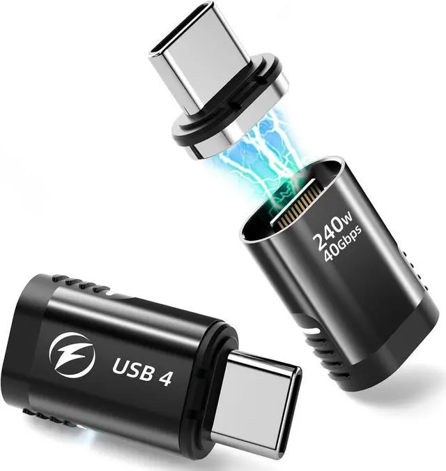 Main image of Jansicotek USB-C Adapter 2 Pack,Detachable USB C Adapter 240W 180 Degree Magnetic USB C Extender, Compatible with Thunderbolt 3/4 USB4 40Gbps 8K 60Hz MacBook Pro/Air Laptop PC