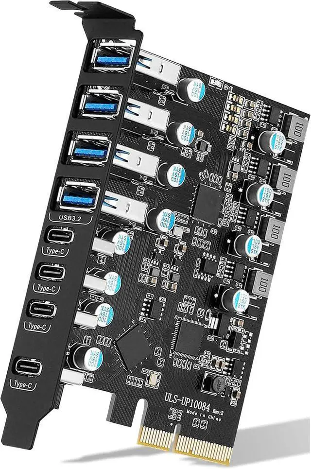 Main image of Jansicotek 8 Ports (4X USB C - 4X USB A) USB3.2 Gen 2 PCI Express Card PCIe, 10Gbps High Speed USB3.2 PCI-EX1 X4 X8 X16 Adapter Converter for Desktop PC, for XP, WIN7, WIN8, WIN8.1, WIN10