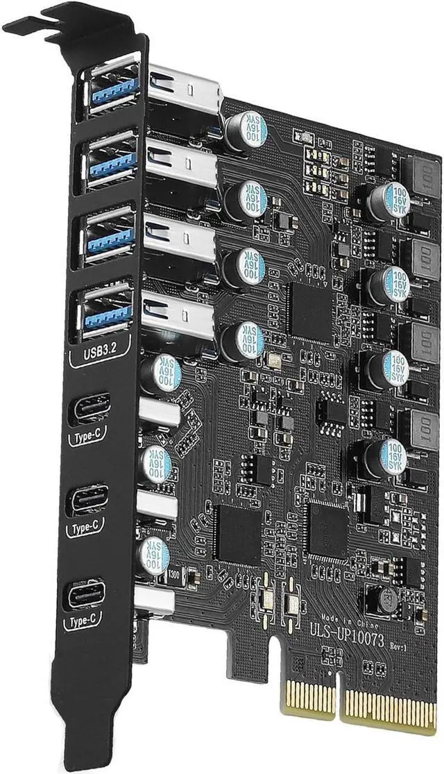 Main image of Jansicotek Pcie USB Card Pcie USB 3.2 Gen 2, 7 Port Pcie Expansion Card USB 3.2 10Gbps High Speed Transmission Stable Power USB 3.2 Front Expansion Card- (3X USB C - 4X USB A)