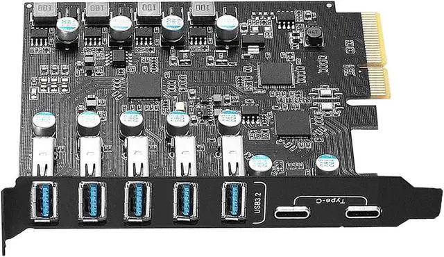 Main image of Jansicotek Pcie USB Card Pcie USB 3.2, 7 Port Pcie Expansion Card 7 Ports USB 3.2 10Gbps High Speed Transmission Stable Power USB 3.0 Front Expansion Card- (2X USB C - 5X USB A)