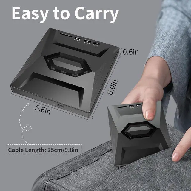 Alt view image 7 of 7 - Jansicotek External CD DVD Drive, USB3.0/USB C 4-in-1 Portable CD DVD Player with Card Reader USB Hub CD ROM Burner Reader Supports Windows11/10/8.1/8/7/vista/2003/XP/2000/,Linux,Mac 10 OS