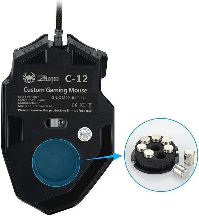 Alt view image 7 of 8 - Zelotes 4000 DPI Programmable Gaming Mouse for PC Mac Computer Laptop, 12 Programmable Buttons, Weight Tuning Set,Wired USB Connection