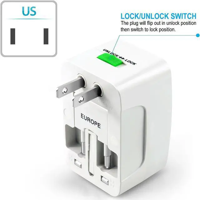 Alt view image 4 of 6 - Jansicotek Universal World Wide Travel Charger Adapter Plug All in One Wall Charger Adaptor Adapter Works In More Than 160 Countries Including EU UK US AU JP CHN