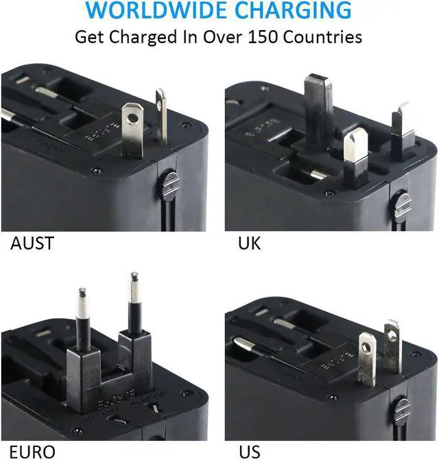 Alt view image 3 of 8 - Jansicotek Universal All in One Worldwide Travel Power Plug Wall AC Adapter Charger with Dual USB Charging Ports for USA EU UK AUS