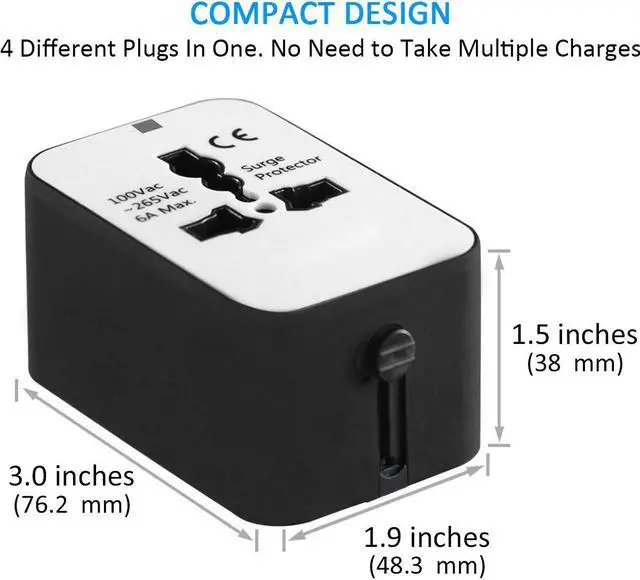 Alt view image 2 of 8 - Jansicotek Universal All in One Worldwide Travel Power Plug Wall AC Adapter Charger with Dual USB Charging Ports for USA EU UK AUS