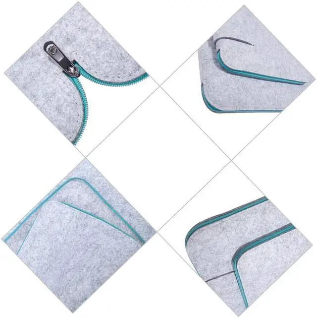 Alt view image 7 of 7 - Jansicotek Laptop Sleeve 13-13.3 Inch Felt Laptop case Notebook Computer Case Carrying Case Bag Pouch with Handle for 13"-13.3" Acer / Asus / Dell / Lenovo / HP Grey & Blue