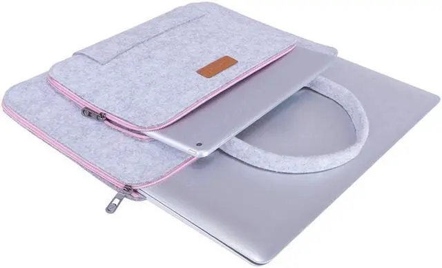 Alt view image 3 of 7 - Jansicotek Laptop Sleeve 14-14.6 Inch Felt Laptop case Notebook Computer Case Carrying Case Bag Pouch with Handle for 14"-14.6" Acer / Asus / Dell / Lenovo / HP Grey & Pink