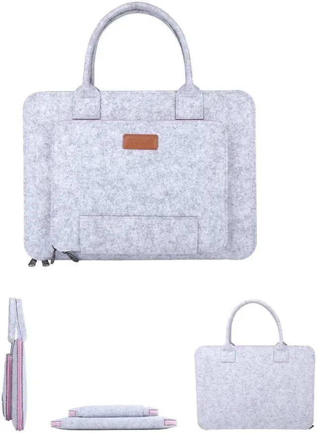 Alt view image 4 of 7 - Jansicotek Laptop Sleeve 14-14.6 Inch Felt Laptop case Notebook Computer Case Carrying Case Bag Pouch with Handle for 14"-14.6" Acer / Asus / Dell / Lenovo / HP Grey & Pink