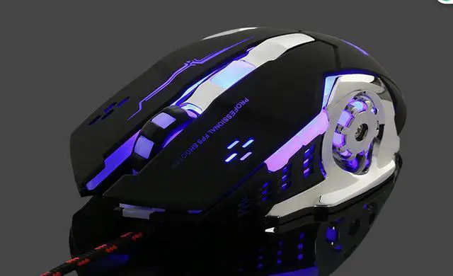 Alt view image 3 of 6 - Jansicotek Wired Gaming Mouse, 4000 DPI Metal Base Gaming Mouse Mice for PC Laptop Cuomputer Macbook Gamer Black