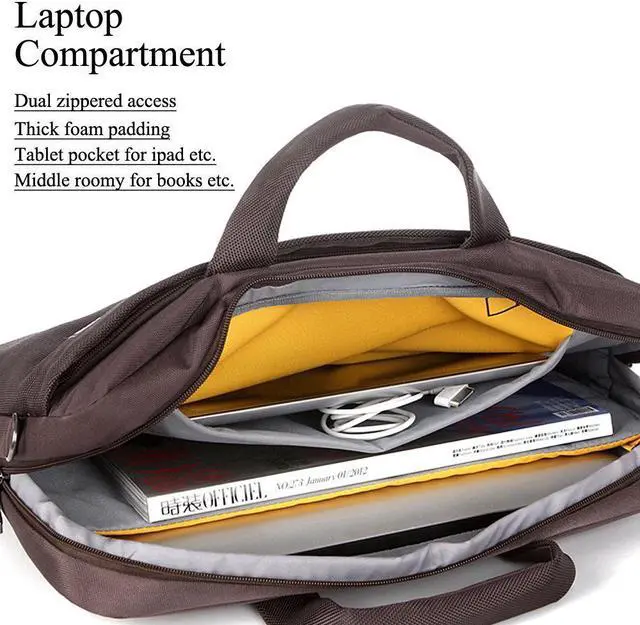 Alt view image 4 of 8 - Jansicotek 15.6 Inch Notebook Case, Water Resistant Nylon Laptop Bag Cover Sleeve Briefcase Handbag Shoulder Bag with Back Blet For 15-15.6 Inch Apple Macbook, Notebook, Laptop, Tablet PC, Ultrabook