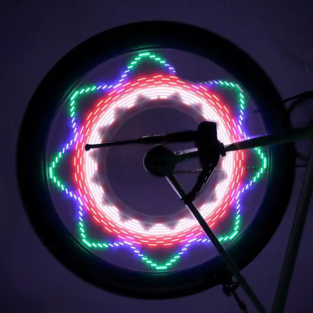 Alt view image 6 of 8 - Jansicotek Colorful Bicycle Lights Bike Cycling Wheel Spoke Light 32 LED Flashing Spoke Light 32-pattern Waterproof