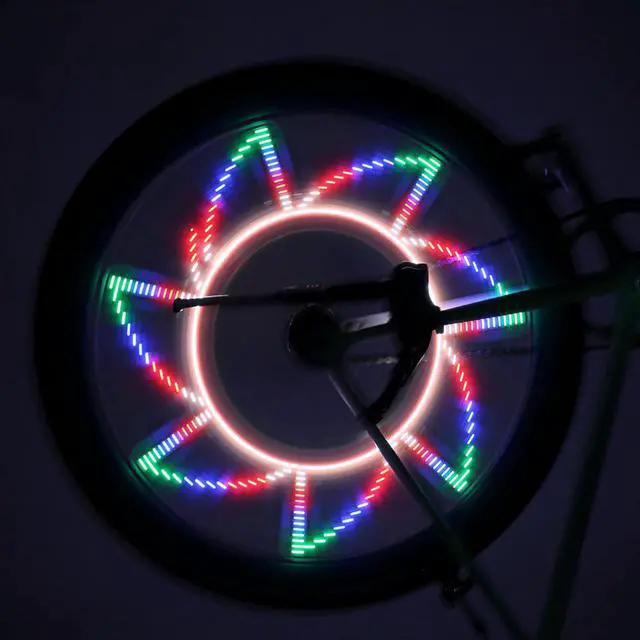 Alt view image 7 of 8 - Jansicotek Colorful Bicycle Lights Bike Cycling Wheel Spoke Light 32 LED Flashing Spoke Light 32-pattern Waterproof