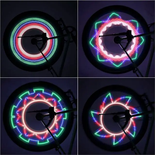 Alt view image 5 of 8 - Jansicotek Colorful Bicycle Lights Bike Cycling Wheel Spoke Light 32 LED Flashing Spoke Light 32-pattern Waterproof