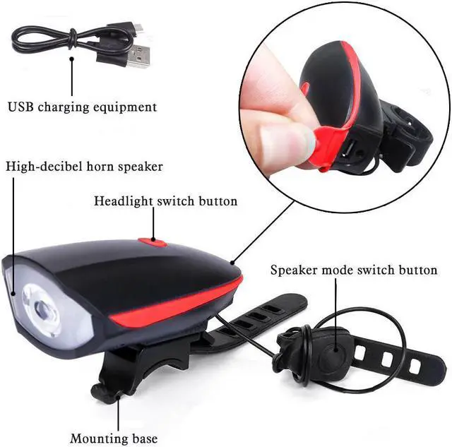 Alt view image 5 of 7 - Jansicotek Super Bright Bike Light Set Bike Horn 120 db USB Rechargeable Bike Headlight Taillight Included Bicycle Light Front and Rear,250 Lumens,IP44 Waterproof For Bicycle Mountain Bike Safe Riding