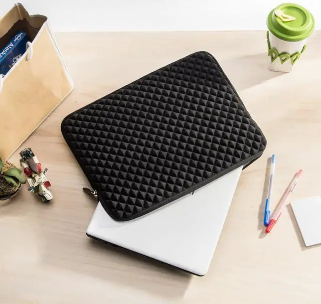 Alt view image 6 of 7 - Jansicotek Diamond Foam Splash & Shock Resistant Neoprene Travel Bag for 15 - 15.6 Inch Ultrabook,Laptops,tablet PC, Macbook, Chromebook (Black)