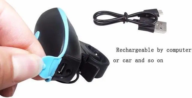 Alt view image 5 of 7 - Jansicotek Bike Headlight + Taillight + Horn Combinations, IP44 Waterproof 250 Lumens USB Rechargeable Bike Headlight with Quick Release System, 120 db Bike Horn, LED Bike warning Tail Light -Blue
