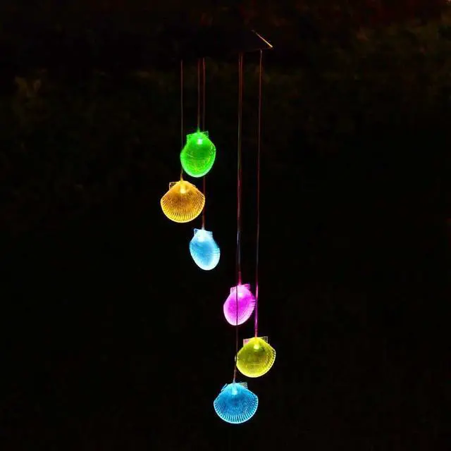 Alt view image 6 of 7 - Jansicotek Romantic LED Wind Chime Lights, Solar Color Changing Solar Mobile Wind Chimes Lights Night Light For Home, Party, Festival Days, Garden,Christmas Decoration with Spinning Hook-Sea Shell