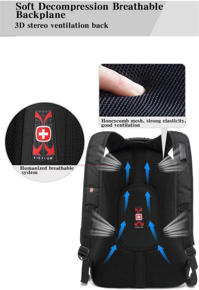 Alt view image 5 of 8 - Jansicotek 38L Men's Backpack female Travel School Bag for quality Laptop 15 Inch Notebook Computer bagpack waterproof Business