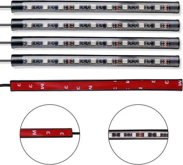 Alt view image 4 of 7 - Jansicotek Car LED Strip Lights, 4pcs 36 LED Multi Color Car Interior Lights For Car Music Car Strip Light Under Dash Lighting Kit with Remote Controller, Sound Active Function