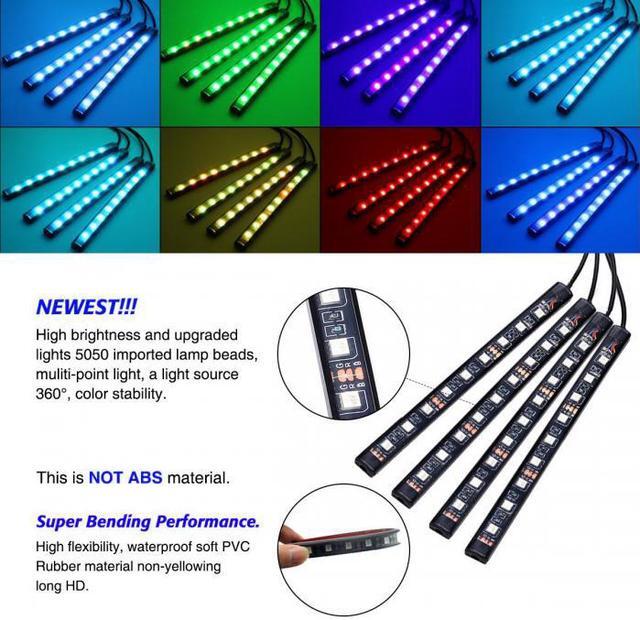 Alt view image 5 of 7 - Jansicotek Car LED Strip Lights, 4pcs 72 LED Multi Color Car Interior Lights For Car Music Car Strip Light Under Dash Lighting Kit with Remote Controller, Sound Active Function