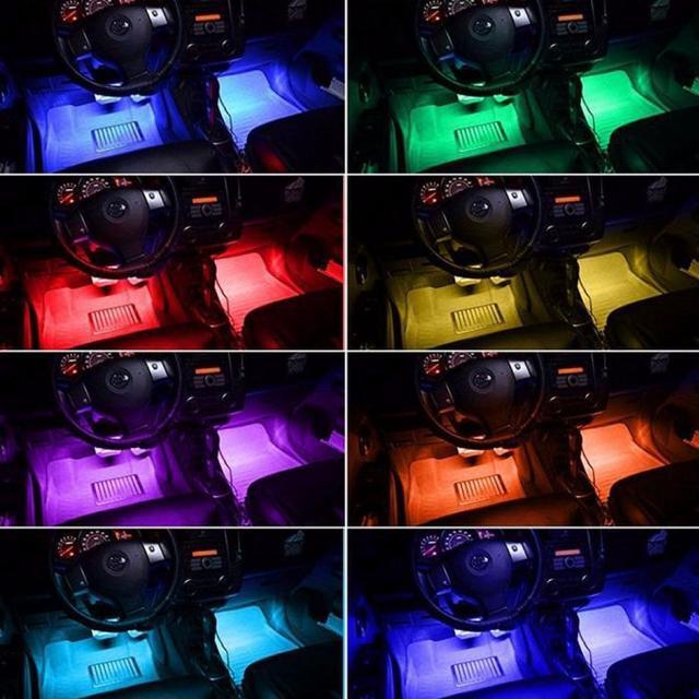 Alt view image 7 of 7 - Jansicotek Car LED Strip Lights, 4pcs 72 LED Multi Color Car Interior Lights For Car Music Car Strip Light Under Dash Lighting Kit with Remote Controller, Sound Active Function