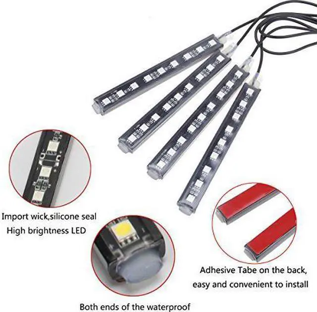 Alt view image 4 of 7 - Jansicotek 4in 1 RGB Car Interior Floor Decoration Atmosphere Colorful Neon Light Lamp 36 LED with Wireless Remote Control