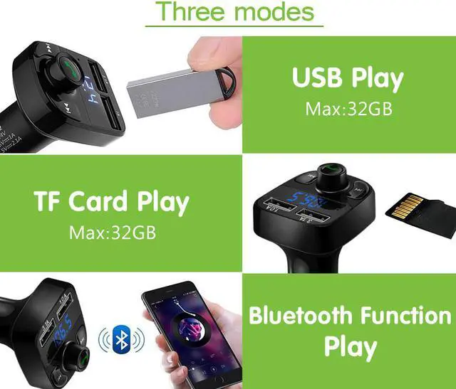Alt view image 4 of 7 - Jansicotek USB 4.1A Car Fast Charger Bluetooth Car Kit Transmissor FM MP3 Player Com LED  Display  Micro SD TF Music Playing