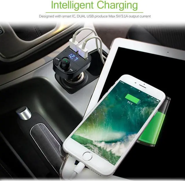 Alt view image 7 of 7 - Jansicotek USB 4.1A Car Fast Charger Bluetooth Car Kit Transmissor FM MP3 Player Com LED  Display  Micro SD TF Music Playing
