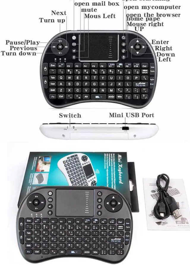Alt view image 5 of 7 - Jansicotek i8 mini 2.4 GHz Multi-media Remote Control Touchpad TV BOX PC Laptop Tablet Laptop Tablet Pad