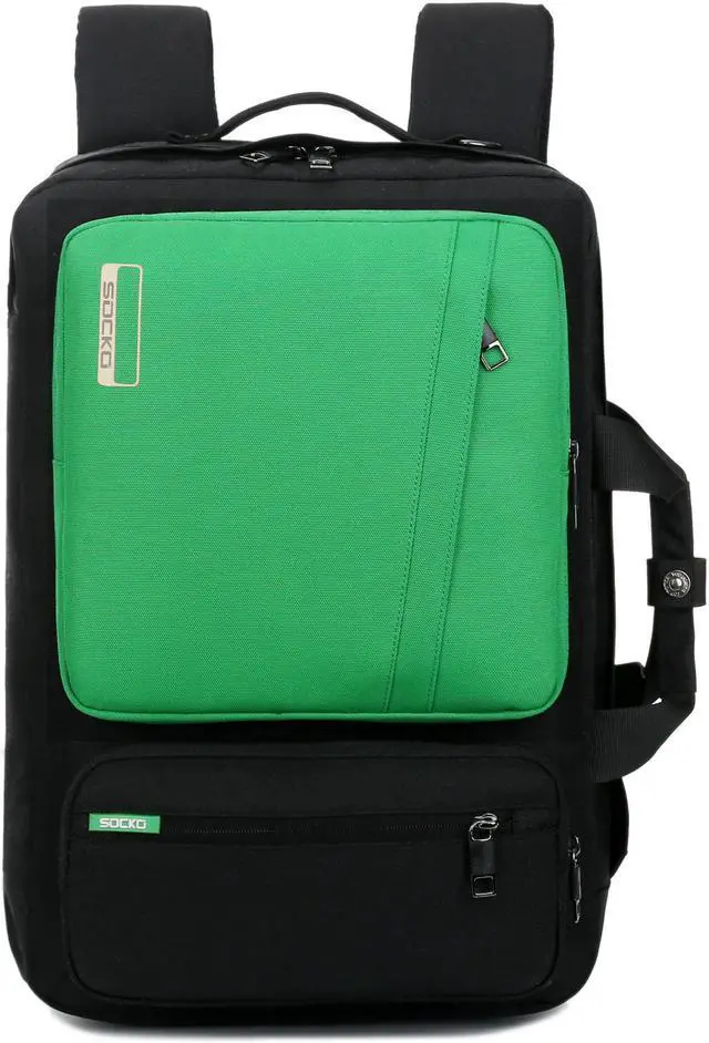 Alt view image 2 of 7 - Jansicotek SOCKO 17 Inch Laptop Backpack with Side Handle and Shoulder Strap for Up to 17 Inches Laptop Notebook Computer,Black+Green