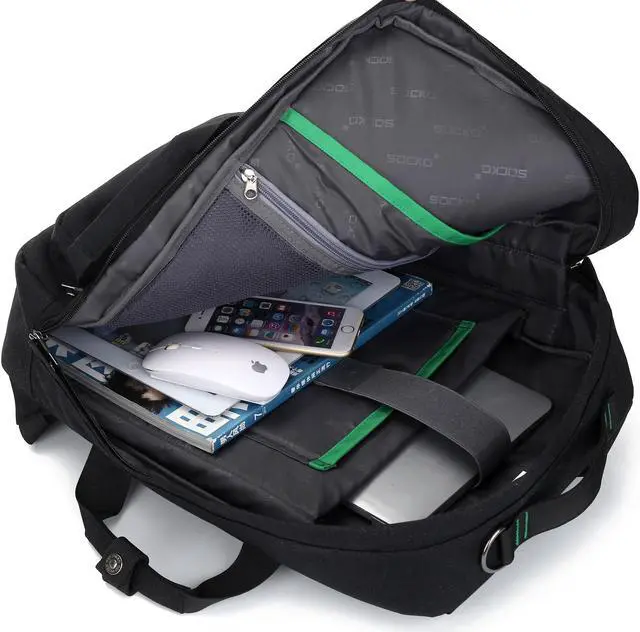 Alt view image 5 of 7 - Jansicotek SOCKO 17 Inch Laptop Backpack with Side Handle and Shoulder Strap for Up to 17 Inches Laptop Notebook Computer,Black+Green