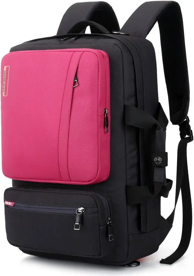 Main image of Jansicotek SOCKO 17 Inch Laptop Backpack with Side Handle and Shoulder Strap for Up to 17 Inches Laptop Notebook Computer,Black+Pink
