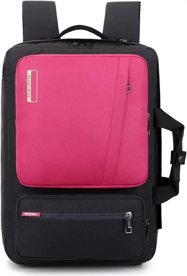 Alt view image 2 of 7 - Jansicotek SOCKO 17 Inch Laptop Backpack with Side Handle and Shoulder Strap for Up to 17 Inches Laptop Notebook Computer,Black+Pink