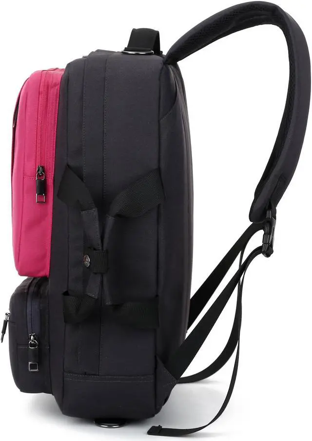 Alt view image 4 of 7 - Jansicotek SOCKO 17 Inch Laptop Backpack with Side Handle and Shoulder Strap for Up to 17 Inches Laptop Notebook Computer,Black+Pink