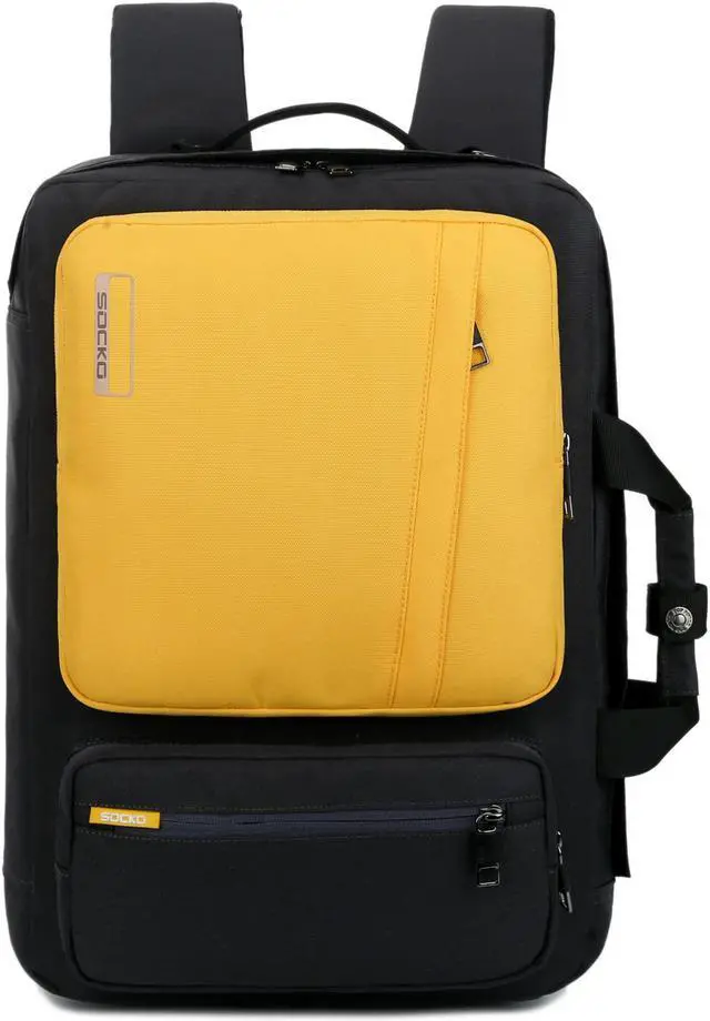 Alt view image 2 of 7 - Jansicotek SOCKO 17 Inch Laptop Backpack with Side Handle and Shoulder Strap for Up to 17 Inches Laptop Notebook Computer,Black+Yellow