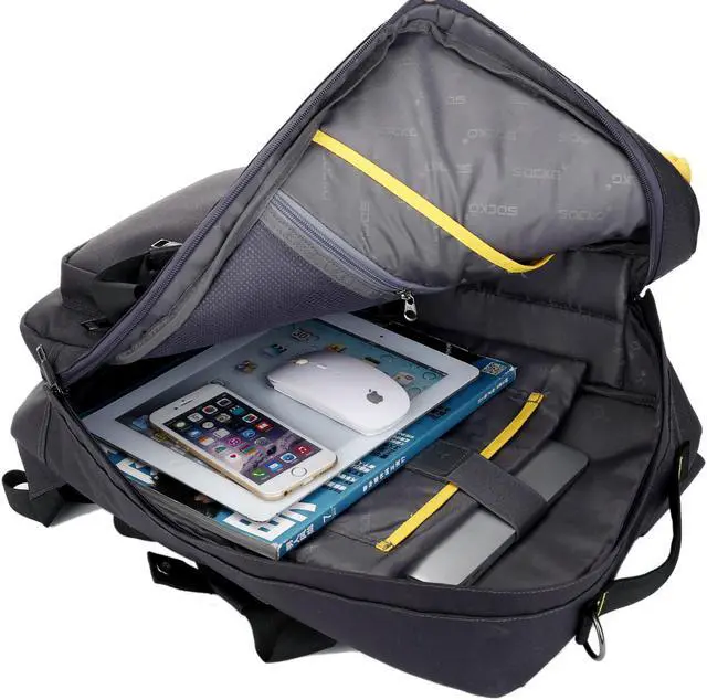 Alt view image 5 of 7 - Jansicotek SOCKO 17 Inch Laptop Backpack with Side Handle and Shoulder Strap for Up to 17 Inches Laptop Notebook Computer,Black+Yellow