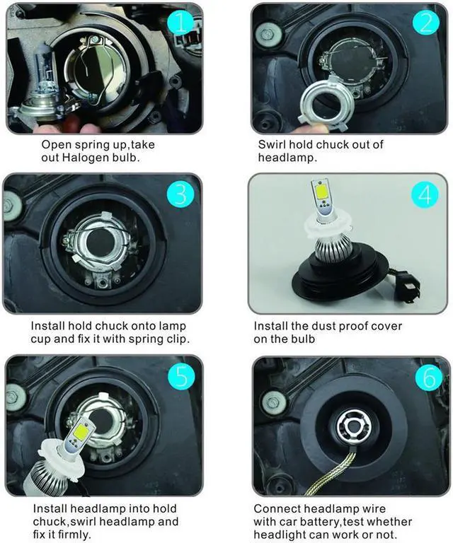 Alt view image 5 of 7 - Jansicotek LED Headlight H4 / 9003 2 Pcs LED Conversion Kits 6000K Cool White 72W 7600LM - 1 Year Warranty