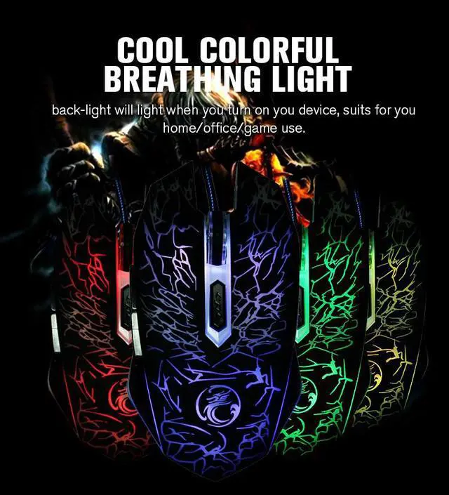 Alt view image 5 of 8 - Jansicotek X5 USB Wired Optical Computer Mouse 6 Key 2400DPI Colorful Led Breathing Light Mice Mause for PC Laptop Games