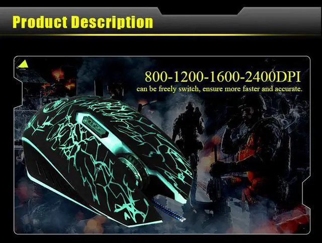 Alt view image 7 of 8 - Jansicotek X5 USB Wired Optical Computer Mouse 6 Key 2400DPI Colorful Led Breathing Light Mice Mause for PC Laptop Games