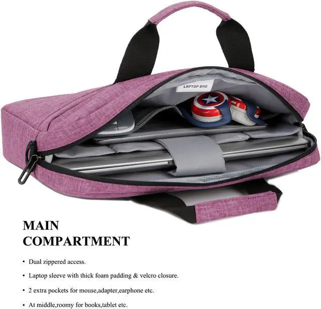 Alt view image 4 of 8 - Jansicotek 13"13.3" 14" 14.6" 15"  15.4" 15.6" Laptop Shoulder Bag Messenger Bag for Macbook Air PRO Retina Laptop / Notebook / MacBook / Ultrabook / Chromebook Computers,(13-13.3 Inch,Purple)