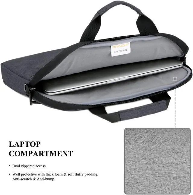 Alt view image 4 of 8 - Jansicotek 13.3 Inch Laptop Computer Shoulder Bag Laptop Messenger Sleeve Notebook Cases for Work / Travel,Fits 13 - 13.3 Inches Laptop / Notebook / MacBook / Ultrabook Computer,Black