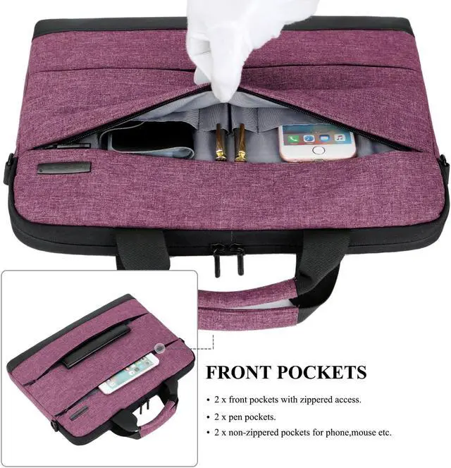 Alt view image 5 of 7 - Jansicotek 14.6 Inch Laptop Computer Shoulder Bag Laptop Messenger Sleeve Notebook Cases for Work / Travel,Fits 14 - 14.6 Inches Laptop / Notebook / MacBook / Ultrabook Computer, Purple