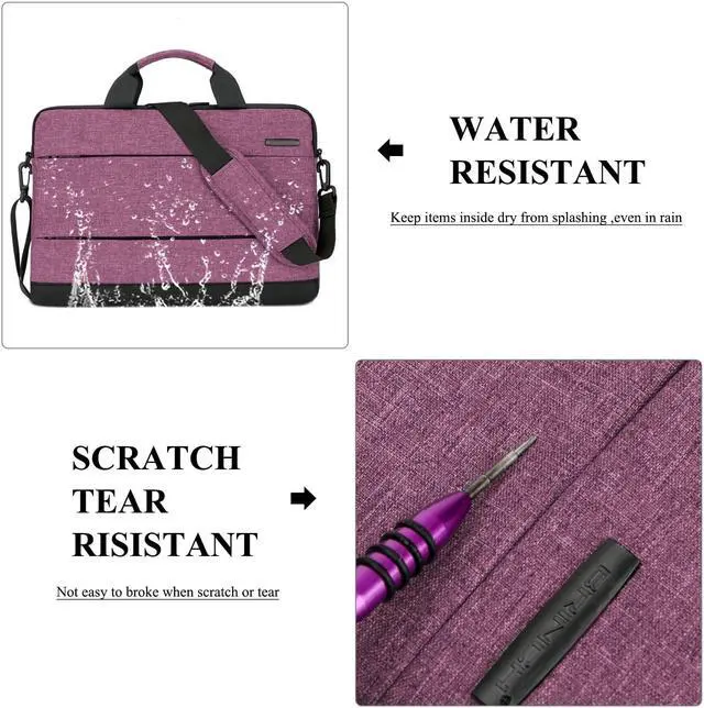 Alt view image 7 of 7 - Jansicotek 14.6 Inch Laptop Computer Shoulder Bag Laptop Messenger Sleeve Notebook Cases for Work / Travel,Fits 14 - 14.6 Inches Laptop / Notebook / MacBook / Ultrabook Computer, Purple