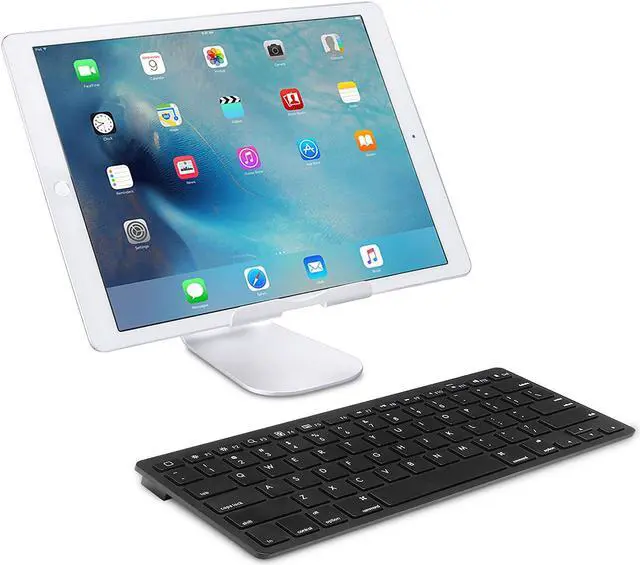 Alt view image 2 of 8 - Jansicotek Bluetooth Ultra-Slim Keyboard for iPad Air 2 / Air, iPad Pro, iPad mini 4 / 3 / 2 / 1, iPad 4 / 3 / 2 , New iPad 9.7"(2017), Galaxy Tabs and Other Mobile Devices (Black)